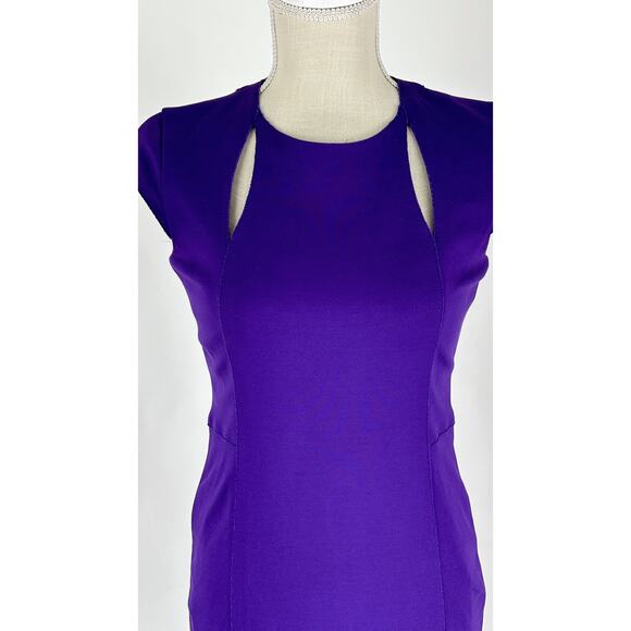 Akris Punto Jersey Cut Out Sheath Dress Womens Size 4 Purple Short Sleeve - Picture 4 of 11